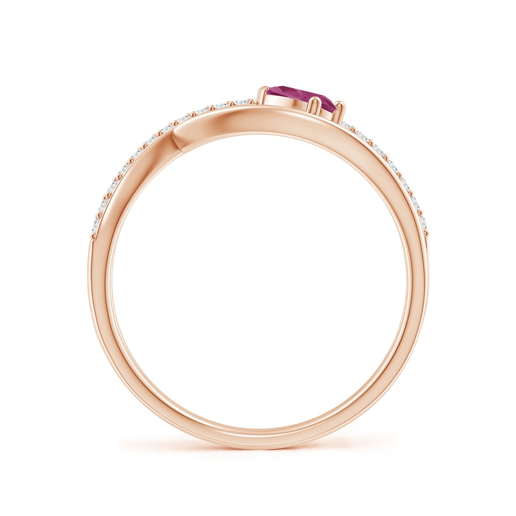 5x3mm AAAA Criss Cross Pear Shaped Pink Tourmaline Ring with Diamond Accents in Rose Gold Side-1