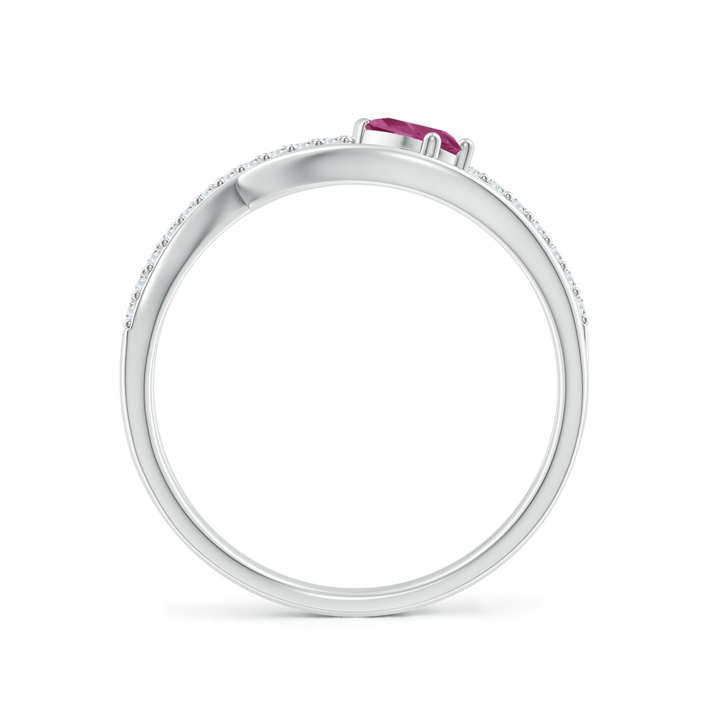 5x3mm AAAA Criss Cross Pear Shaped Pink Tourmaline Ring with Diamond Accents in White Gold - side 199