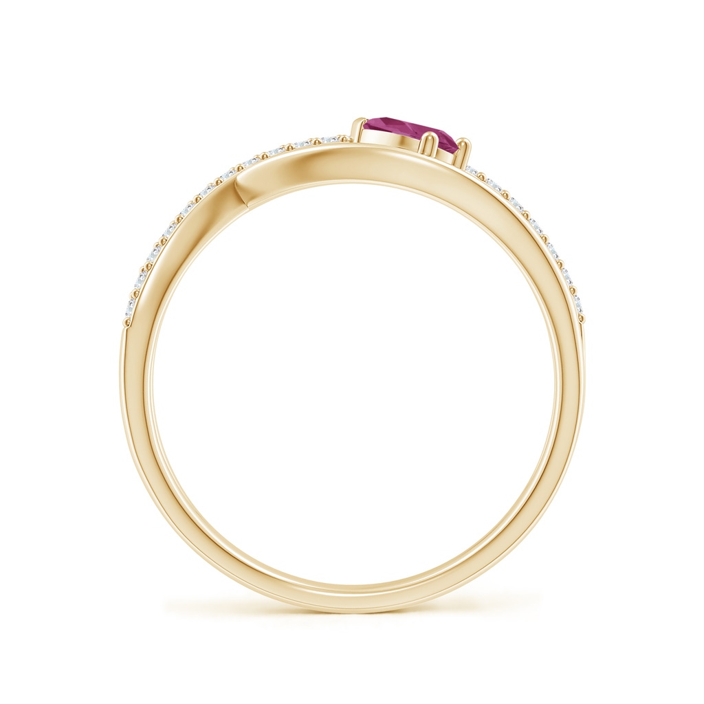 5x3mm AAAA Criss Cross Pear Shaped Pink Tourmaline Ring with Diamond Accents in Yellow Gold - side 199
