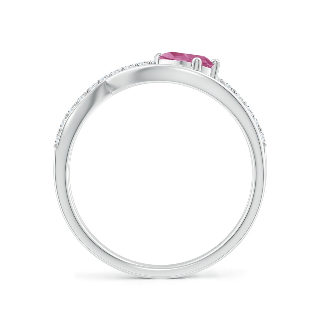 6x4mm AAA Criss Cross Pear Shaped Pink Tourmaline Ring with Diamond Accents in White Gold Product Image