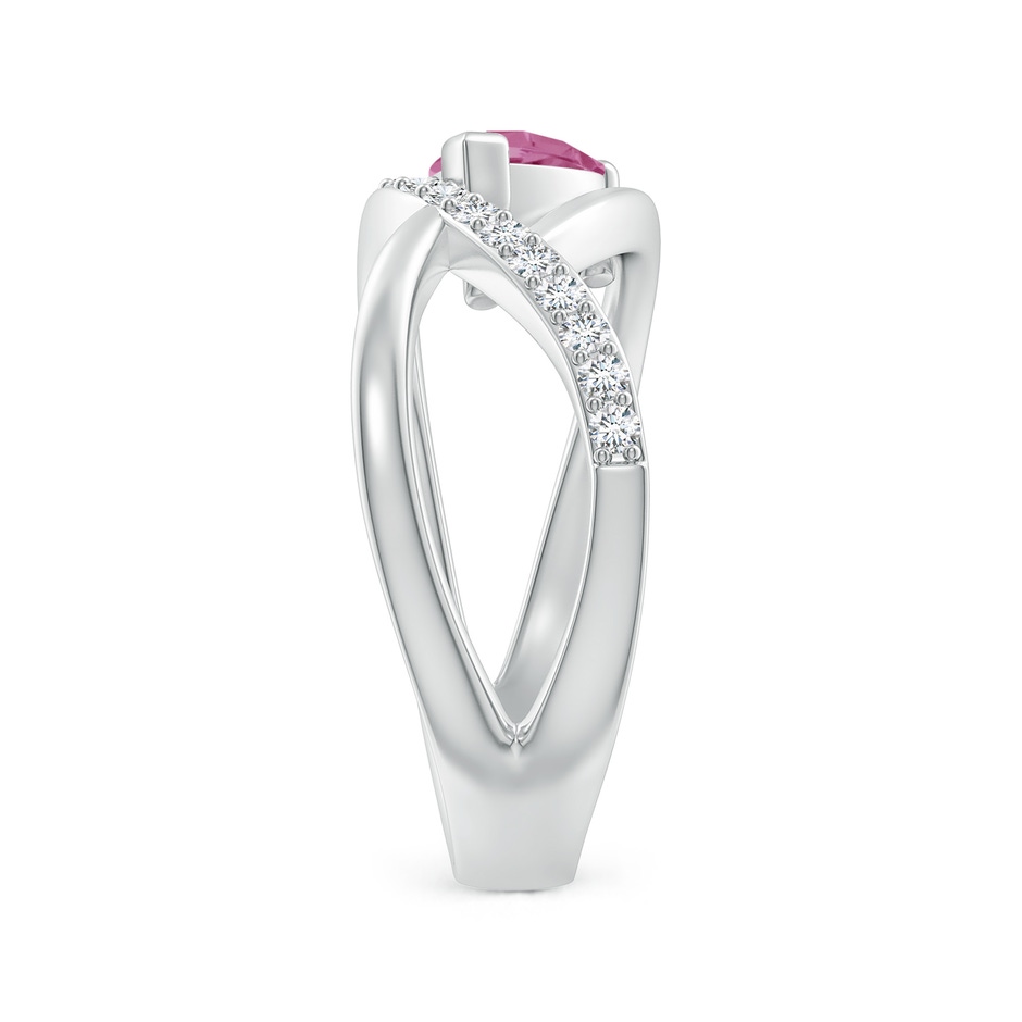 7x5mm AAA Criss Cross Pear Shaped Pink Tourmaline Ring with Diamond Accents in White Gold side-2