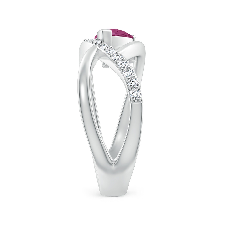 7x5mm AAAA Criss Cross Pear Shaped Pink Tourmaline Ring with Diamond Accents in P950 Platinum side 299