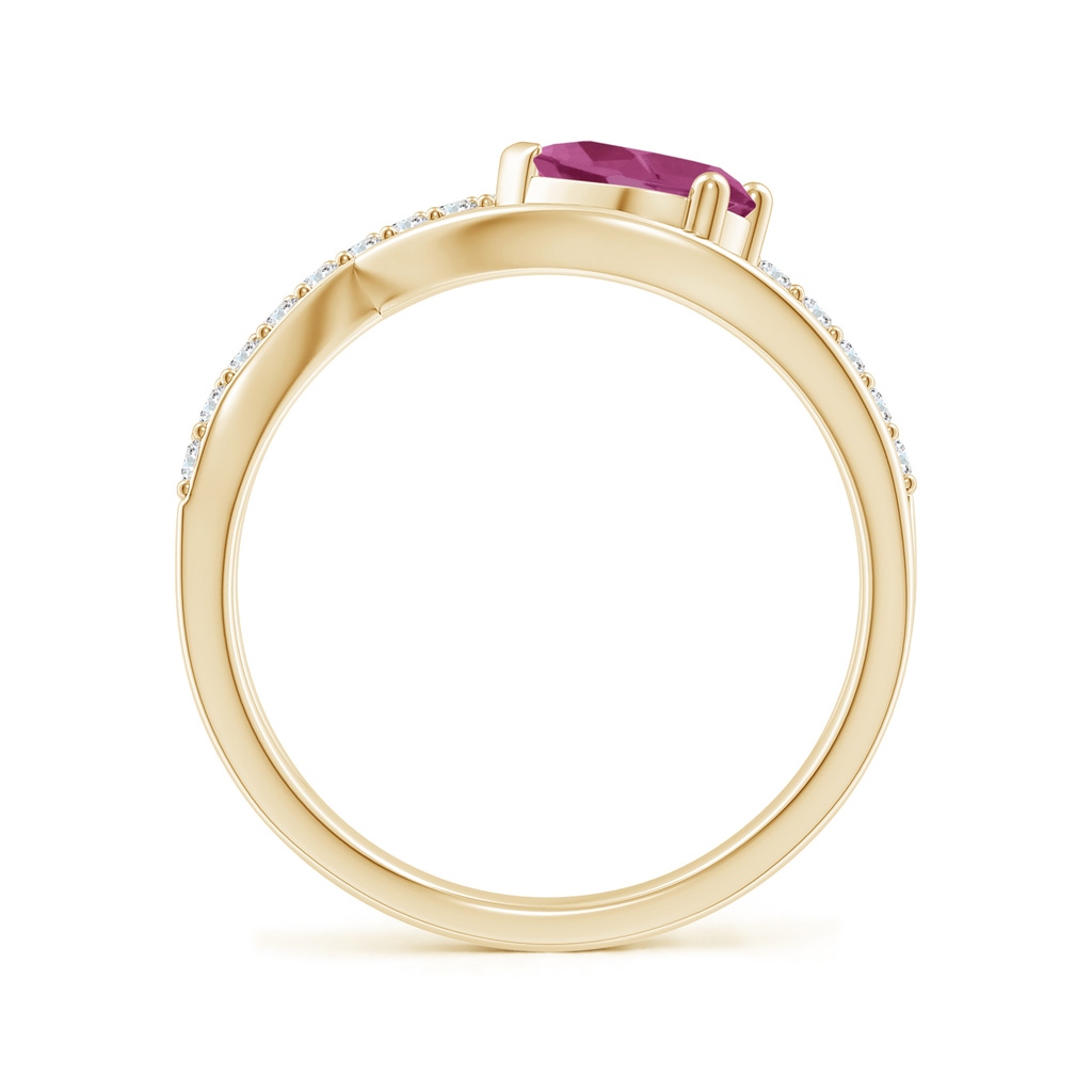 7x5mm AAAA Criss Cross Pear Shaped Pink Tourmaline Ring with Diamond Accents in Yellow Gold - side_1