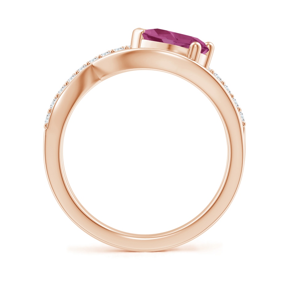 8x6mm AAAA Criss Cross Pear Shaped Pink Tourmaline Ring with Diamond Accents in 18K Rose Gold side 199