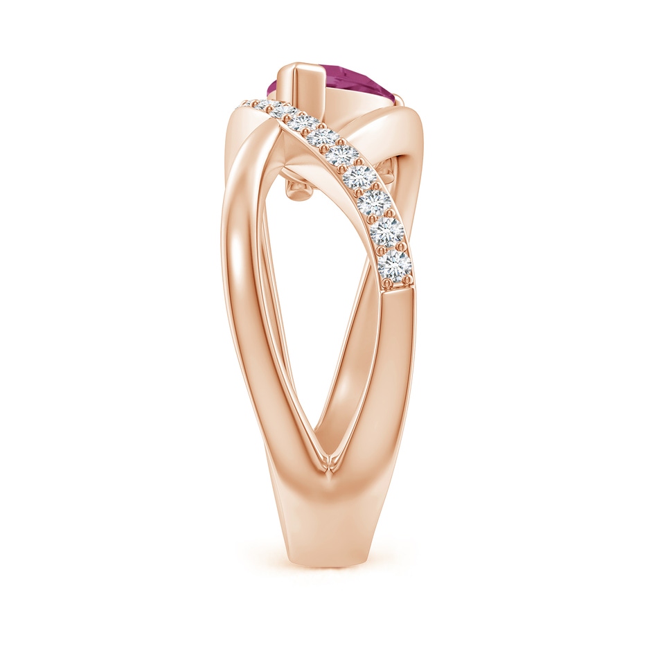 8x6mm AAAA Criss Cross Pear Shaped Pink Tourmaline Ring with Diamond Accents in 18K Rose Gold side 299