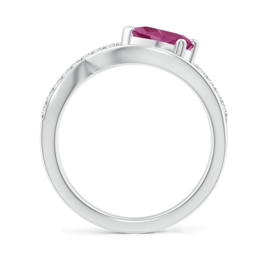 8x6mm AAAA Criss Cross Pear Shaped Pink Tourmaline Ring with Diamond Accents in P950 Platinum side 199