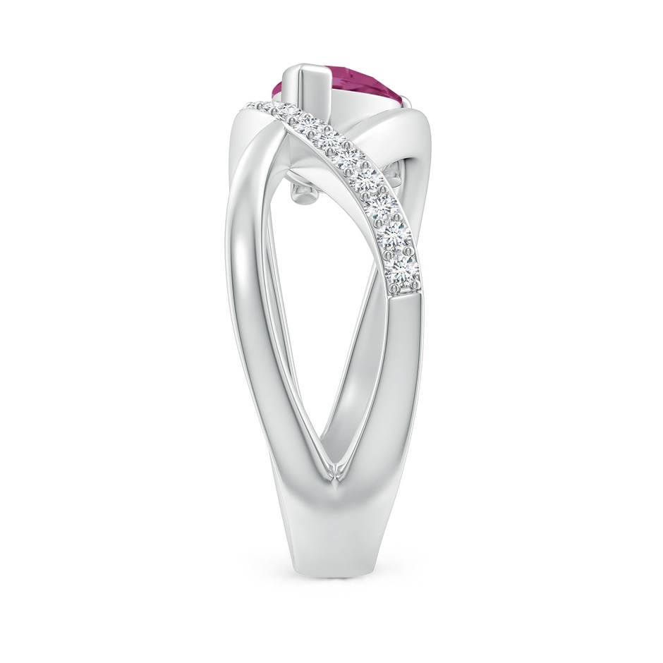 8x6mm AAAA Criss Cross Pear Shaped Pink Tourmaline Ring with Diamond Accents in P950 Platinum side 299