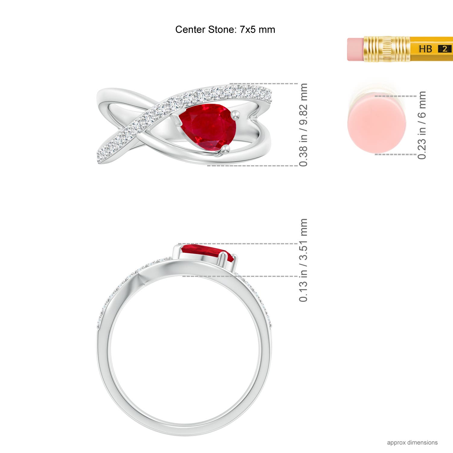 AAA - Ruby / 1.02 CT / 14 KT White Gold