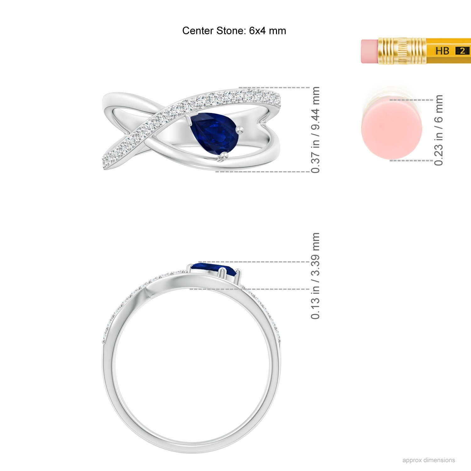 AA - Blue Sapphire / 0.62 CT / 14 KT White Gold