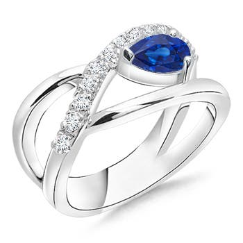 AAA - Blue Sapphire / 0.62 CT / 14 KT White Gold