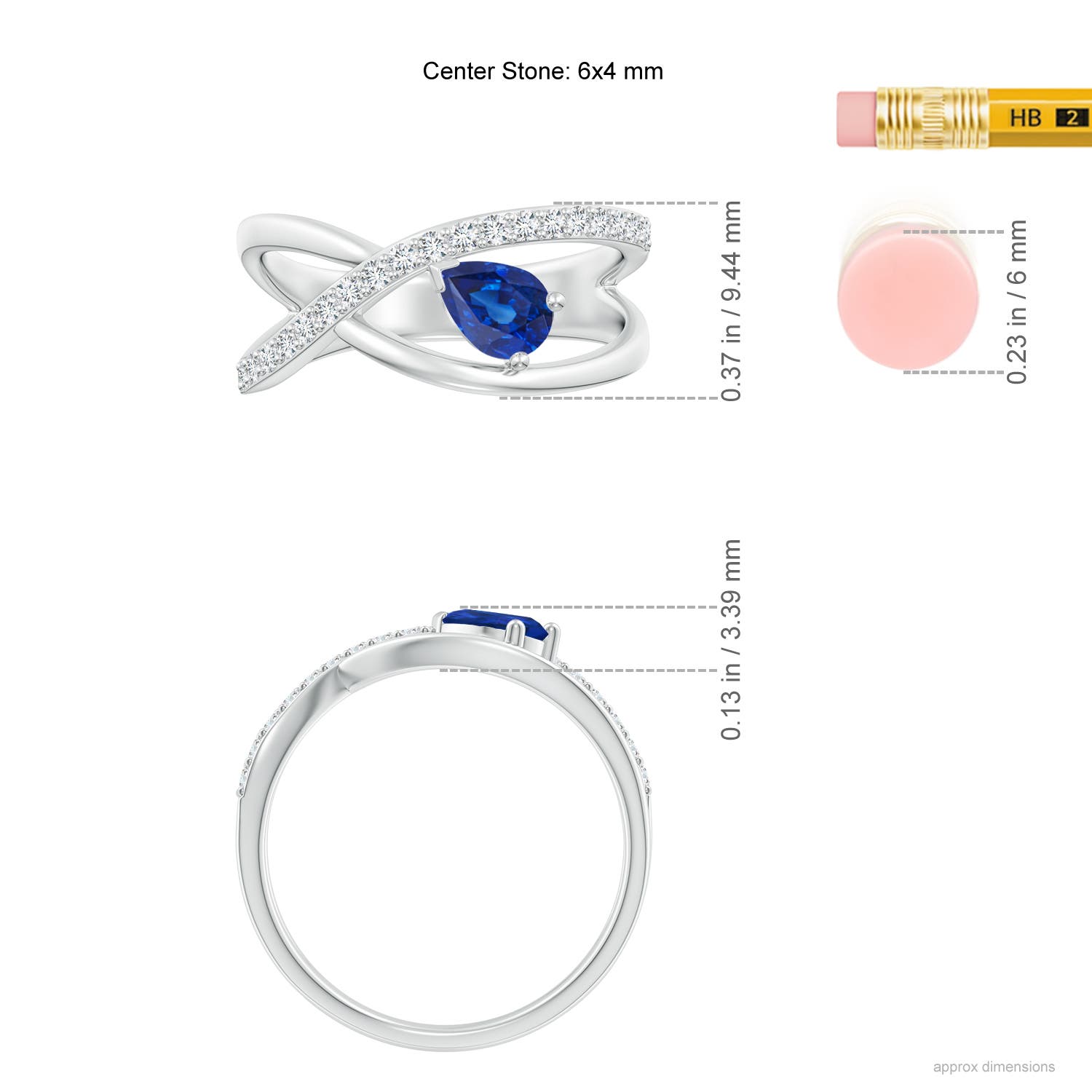 AAA - Blue Sapphire / 0.62 CT / 14 KT White Gold