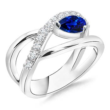 AAAA - Blue Sapphire / 0.62 CT / 14 KT White Gold