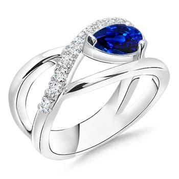 AAAA - Blue Sapphire / 0.97 CT / 14 KT White Gold