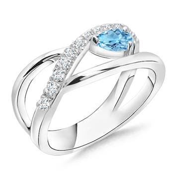 A - Swiss Blue Topaz / 0.43 CT / 14 KT White Gold