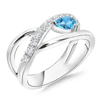 AA - Swiss Blue Topaz / 0.43 CT / 14 KT White Gold