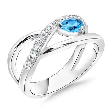 AAA - Swiss Blue Topaz / 0.43 CT / 14 KT White Gold