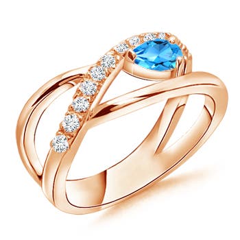 AAAA - Swiss Blue Topaz / 0.43 CT / 14 KT Rose Gold