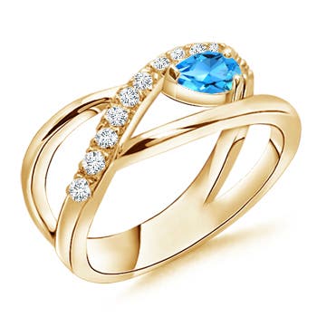 AAAA - Swiss Blue Topaz / 0.43 CT / 14 KT Yellow Gold