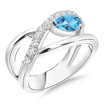 AA - Swiss Blue Topaz / 0.7 CT / 14 KT White Gold