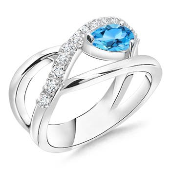 AAA - Swiss Blue Topaz / 0.7 CT / 14 KT White Gold