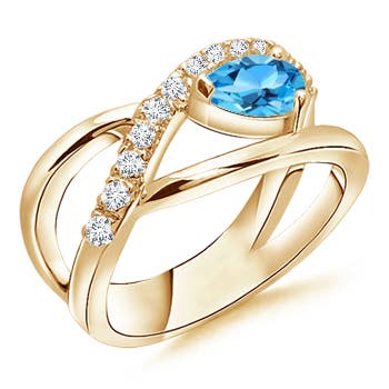 AAA - Swiss Blue Topaz / 0.7 CT / 14 KT Yellow Gold