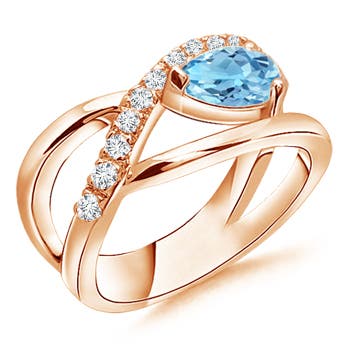 A - Swiss Blue Topaz / 1.02 CT / 14 KT Rose Gold