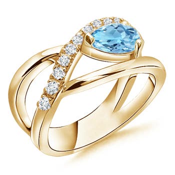 A - Swiss Blue Topaz / 1.02 CT / 14 KT Yellow Gold