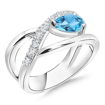 AA - Swiss Blue Topaz / 1.02 CT / 14 KT White Gold