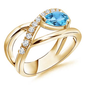 AA - Swiss Blue Topaz / 1.02 CT / 14 KT Yellow Gold