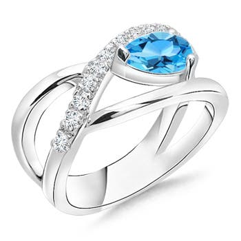 AAA - Swiss Blue Topaz / 1.02 CT / 14 KT White Gold