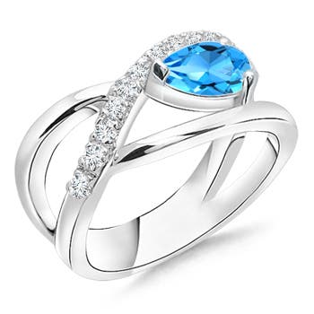 AAAA - Swiss Blue Topaz / 1.02 CT / 14 KT White Gold