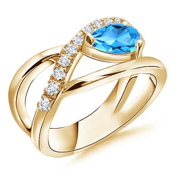 AAAA - Swiss Blue Topaz / 1.02 CT / 14 KT Yellow Gold