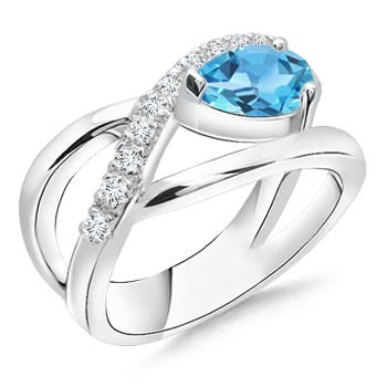 AA - Swiss Blue Topaz / 1.8 CT / 14 KT White Gold