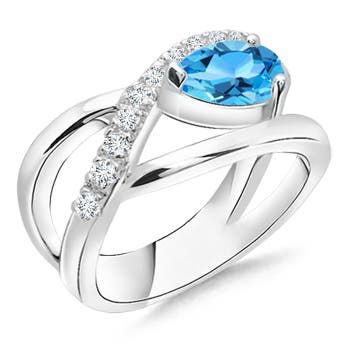 AAA - Swiss Blue Topaz / 1.8 CT / 14 KT White Gold