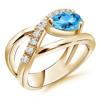 AAA - Swiss Blue Topaz / 1.8 CT / 14 KT Yellow Gold