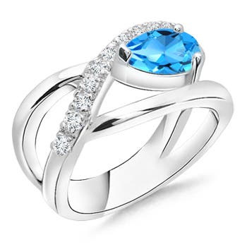 AAAA - Swiss Blue Topaz / 1.8 CT / 14 KT White Gold