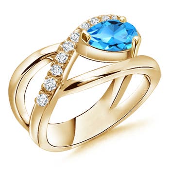 AAAA - Swiss Blue Topaz / 1.8 CT / 14 KT Yellow Gold