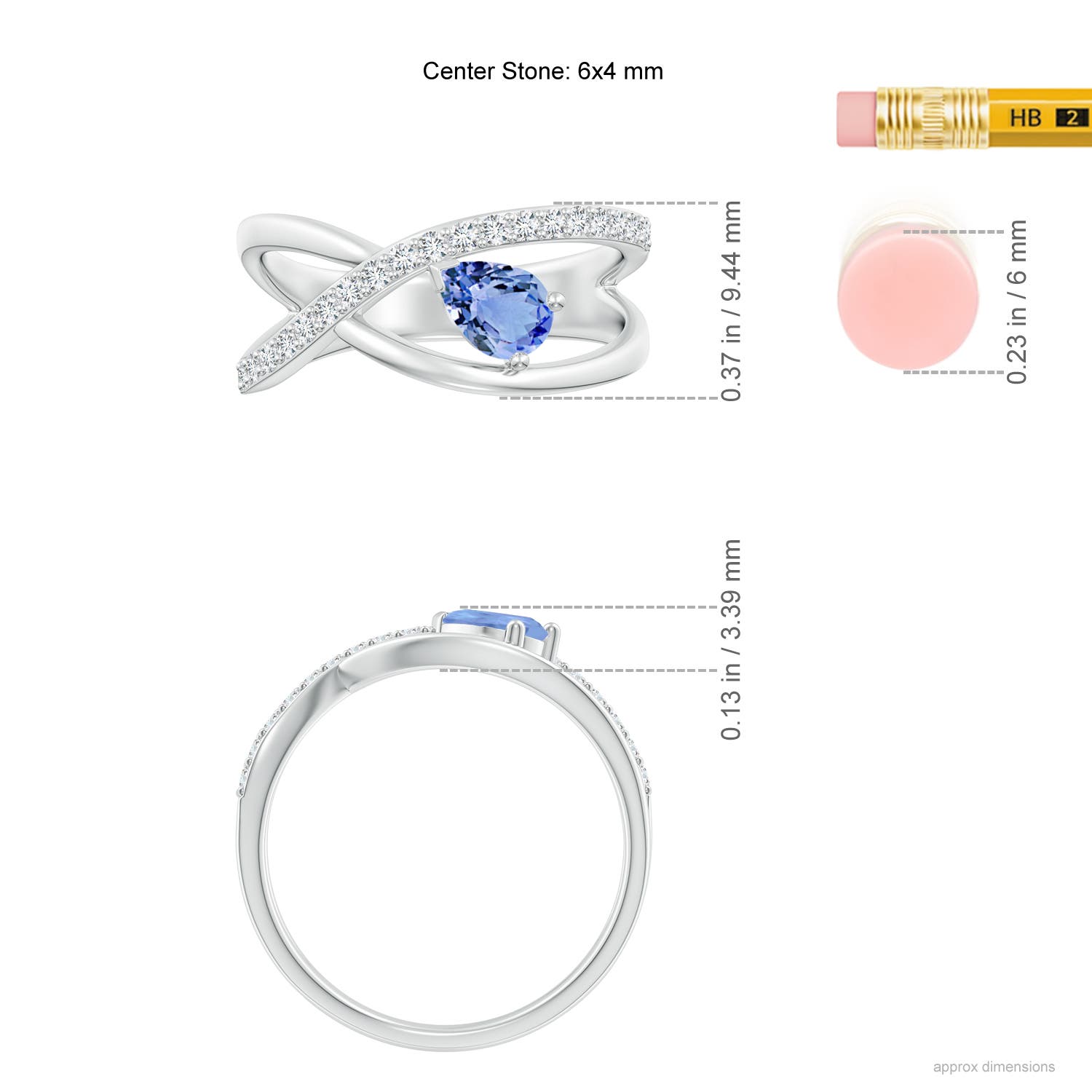 A - Tanzanite / 0.57 CT / 14 KT White Gold