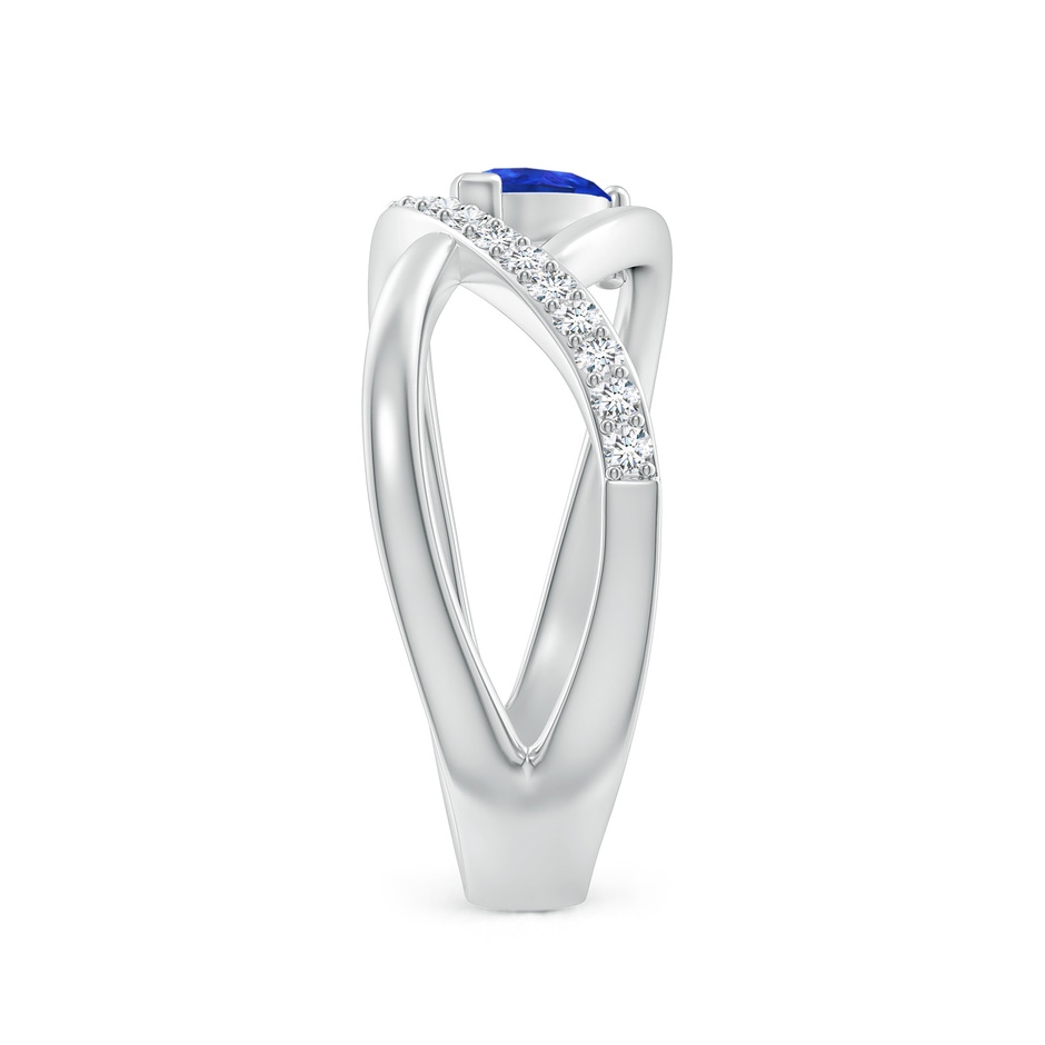 6x4mm AAA Criss Cross Pear Shaped Tanzanite Ring with Diamond Accents in White Gold side-2