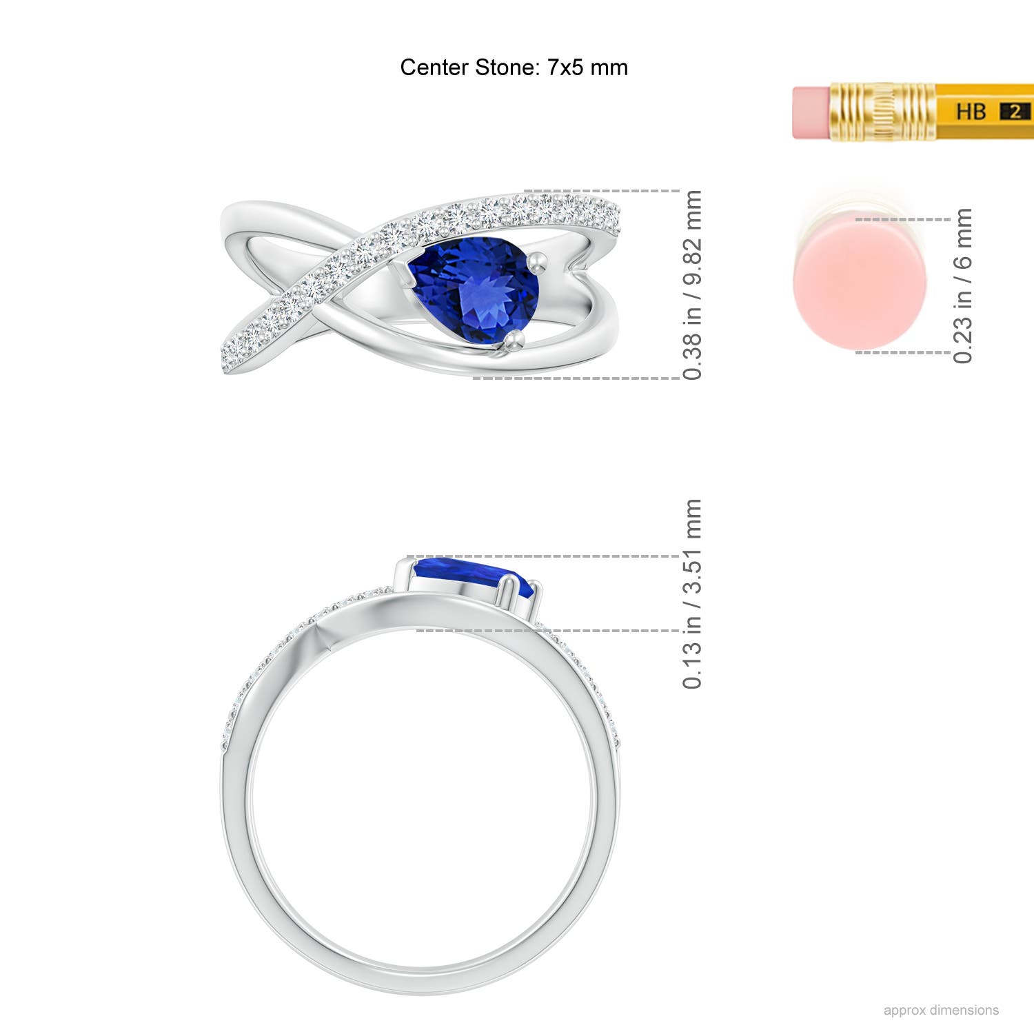 AAA - Tanzanite / 0.87 CT / 14 KT White Gold