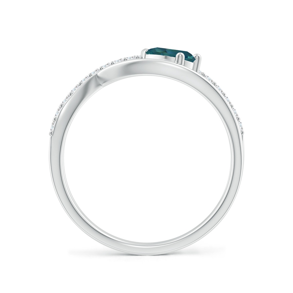 6x4mm AAA Criss Cross Pear Shaped Teal Montana Sapphire Ring with Diamonds in P950 Platinum side 1