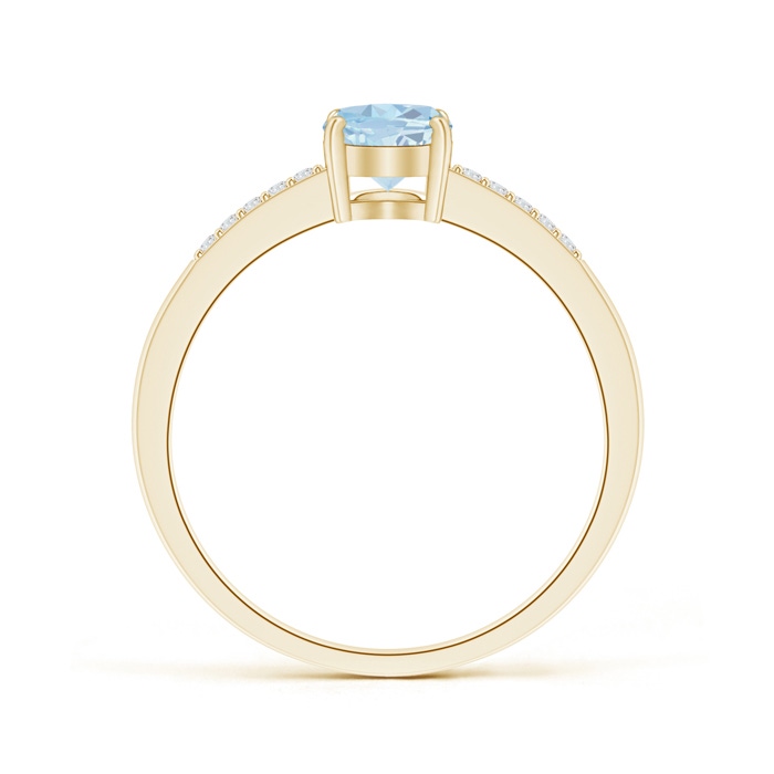 7x5mm A Oval Solitaire Aquamarine Ring with Diamond Accents in 10K Yellow Gold product image