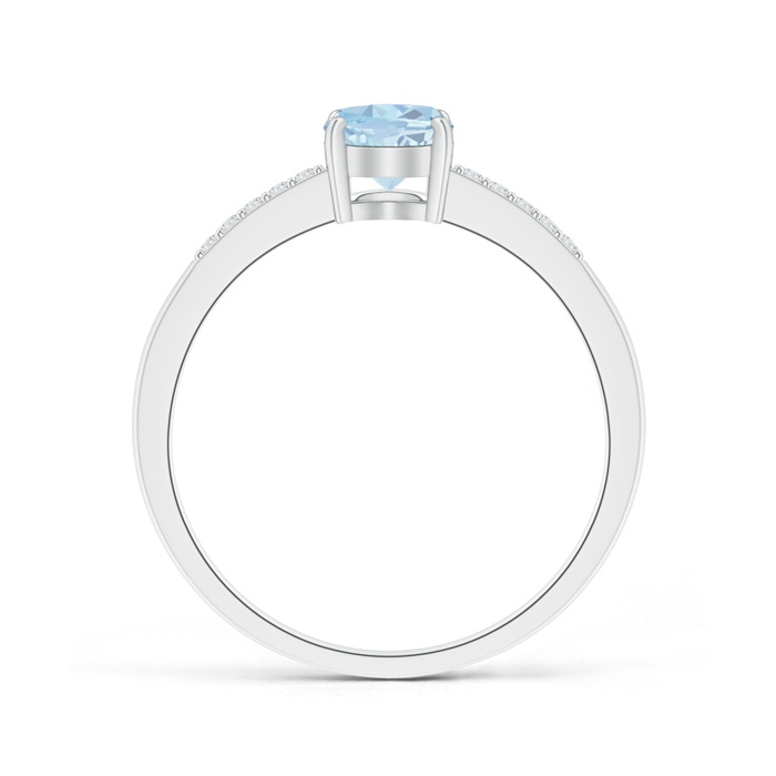 7x5mm A Oval Solitaire Aquamarine Ring with Diamond Accents in P950 Platinum product image