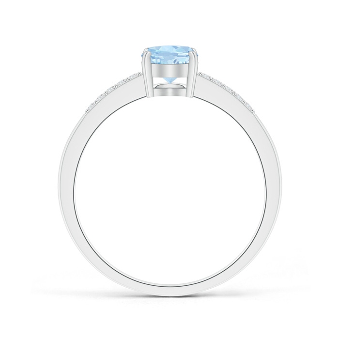 7x5mm AA Oval Solitaire Aquamarine Ring with Diamond Accents in White Gold product image