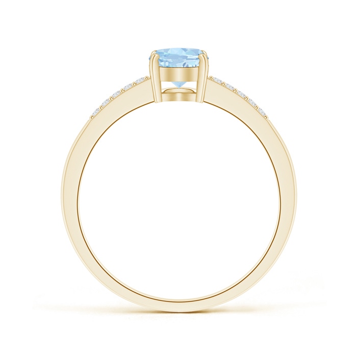 7x5mm AA Oval Solitaire Aquamarine Ring with Diamond Accents in Yellow Gold product image
