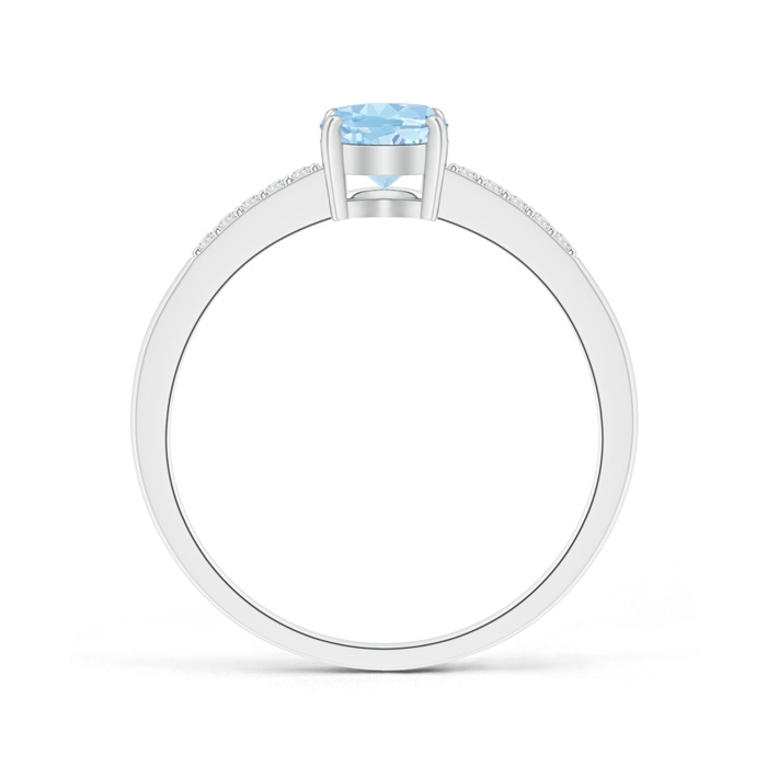 7x5mm AAA Oval Solitaire Aquamarine Ring with Diamond Accents in P950 Platinum product image
