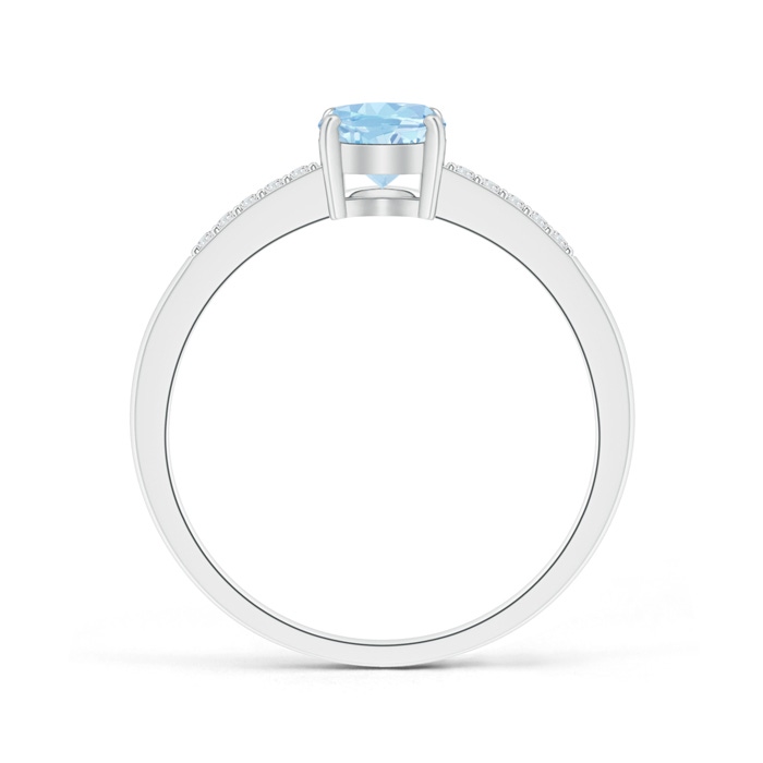 7x5mm AAA Oval Solitaire Aquamarine Ring with Diamond Accents in White Gold product image