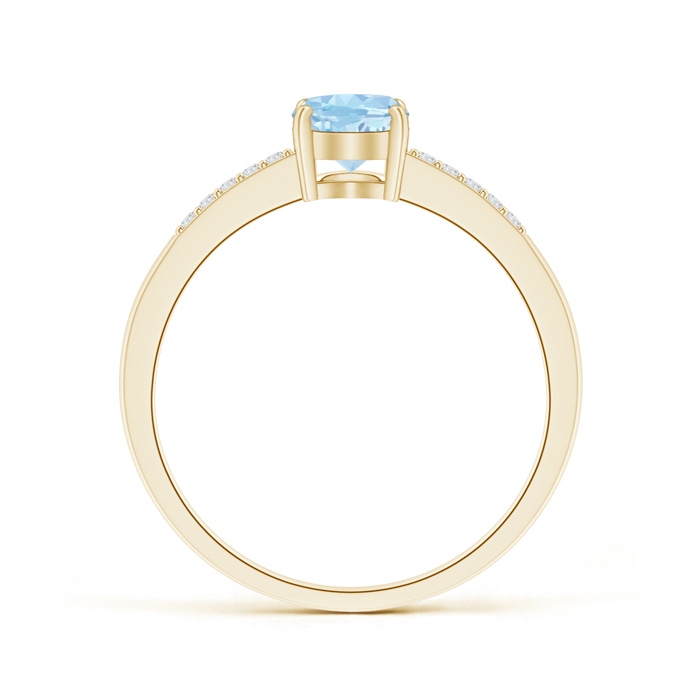 7x5mm AAA Oval Solitaire Aquamarine Ring with Diamond Accents in Yellow Gold Product Image
