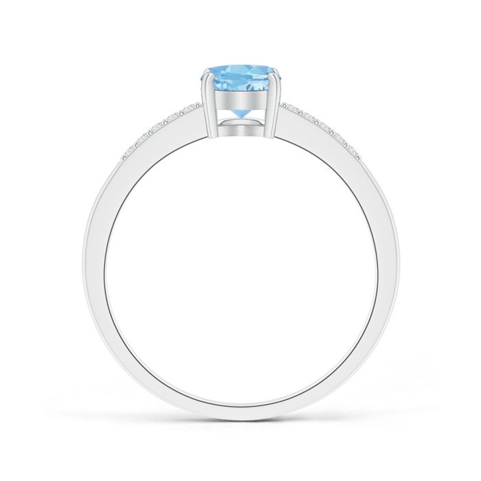 7x5mm AAAA Oval Solitaire Aquamarine Ring with Diamond Accents in P950 Platinum product image