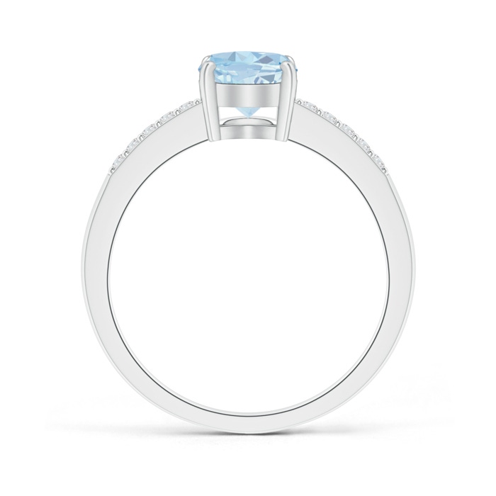 8x6mm A Oval Solitaire Aquamarine Ring with Diamond Accents in P950 Platinum product image